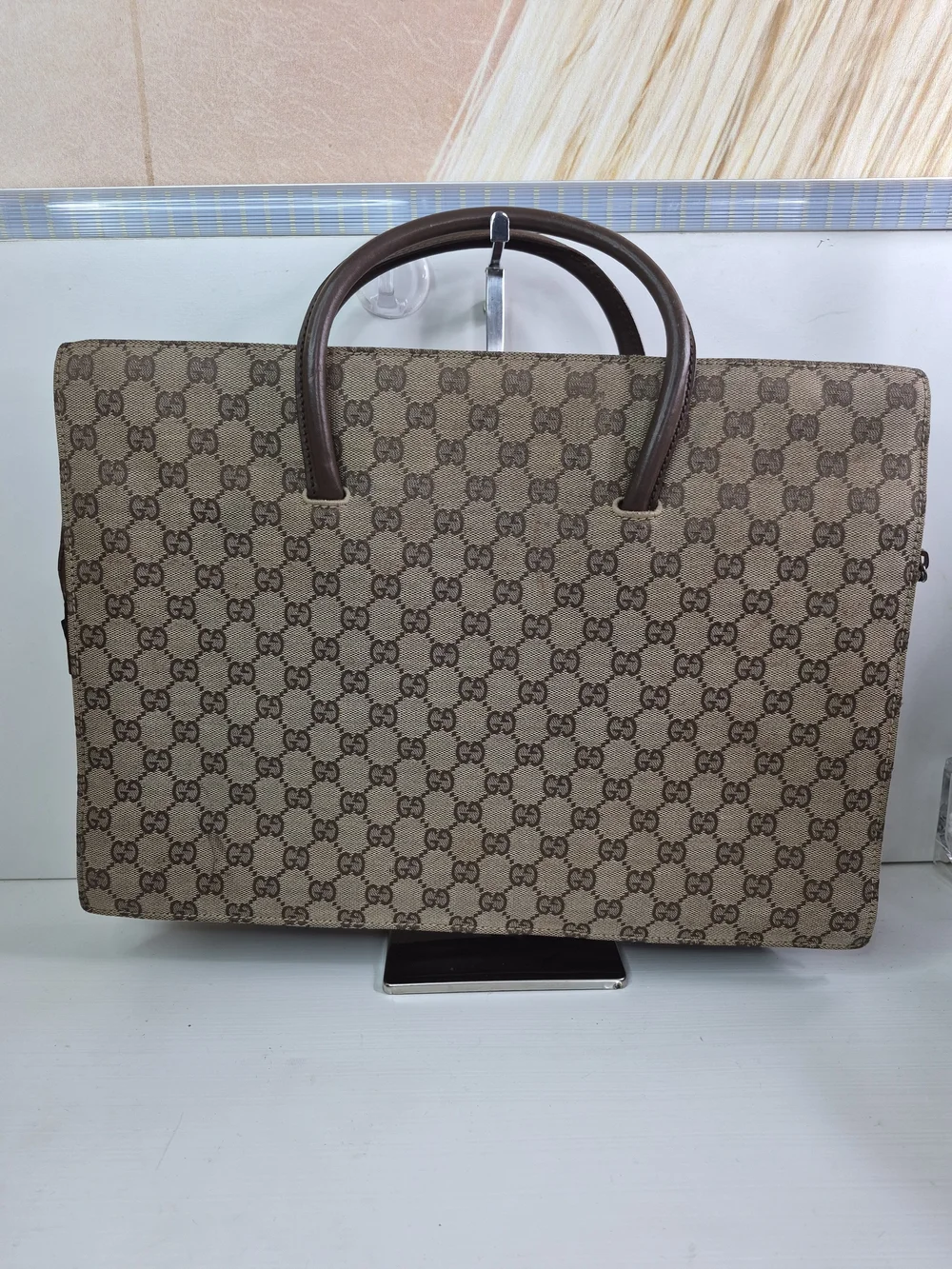 Gucci Brown GG Supreme Canvas Briefcase